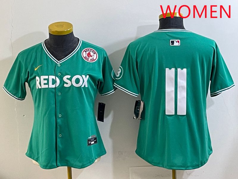 Women Boston Red Sox #11 No Name Green Joint Name Nike 2025 MLB Jersey style 9->women mlb jersey->Women Jersey